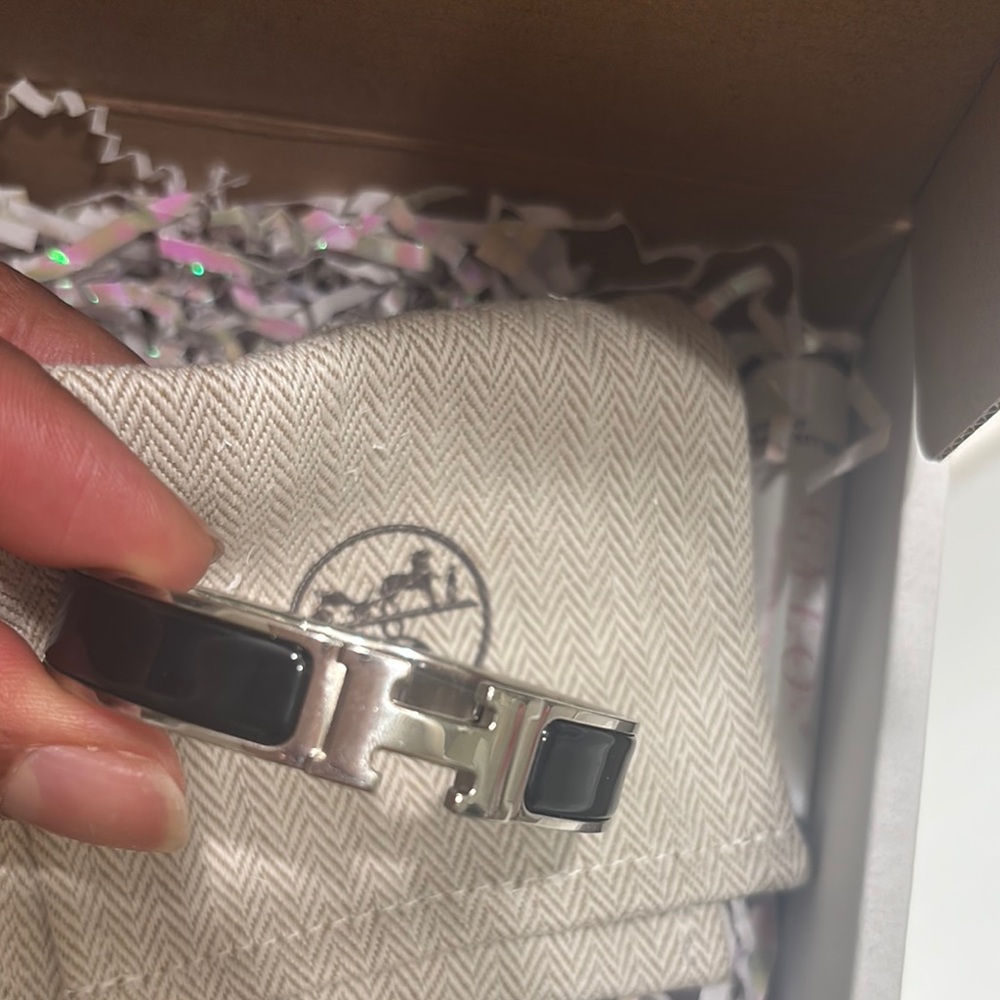 Hermes Silver and Black Bracelet